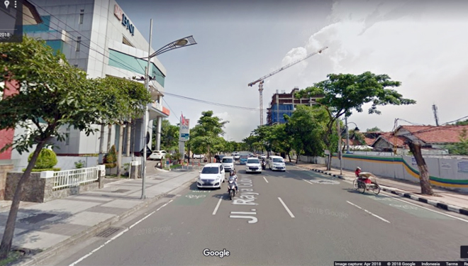 Lokasi Jalan Raya Gubeng Sebelum Amblas. (FOTO: Screenshoot/GoogleMaps)
