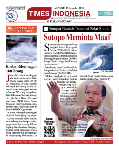 Edisi Minggu Siang, 23 Desember 2018, E-Koran Medsos