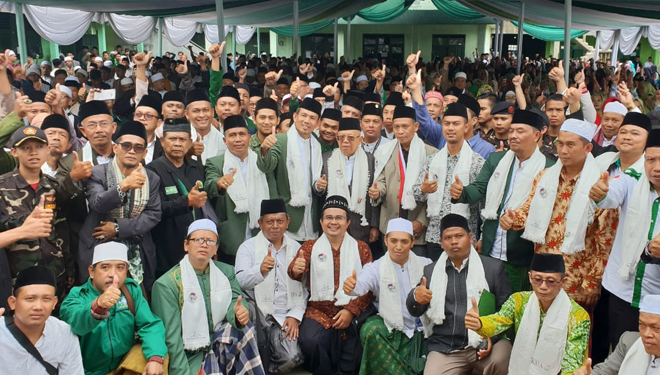 Cawapres nomor urut 01, KH Ma'ruf saat menghadiri deklarasi dukungan Pengurus Cabang Nahdlatul Ulama (PCNU) Bogor Raya. 