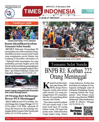 Edisi Minggu Siang, 23 Desember 2018, E-Koran Medsos