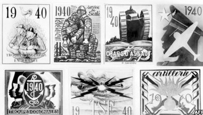 Perangko-perangko Perancis yang dirilis pada 1940 saat Perang Dunia II