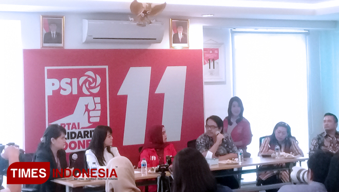 Konferensi Pers Dugaan Kekerasan Seksual di Dewas BPJS Ketenagakerjaan di Kantor DPP PSI (FOTO: Rizki Amana/TIMES Indonesia)