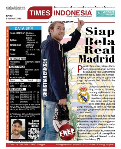 Edisi Rabu, 9 Januari 2019, E-Koran Medsos
