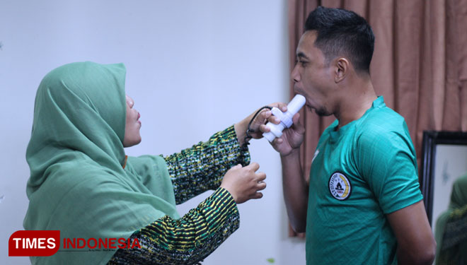 Pemain PSS Sleman ketika menjalani fisioterapi di Kampus Unisa Yogyakarta. (FOTO: Humas Unisa/TIMES Indonesia)