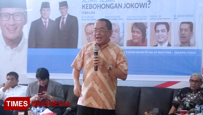 Mantan Sekretaris BUMN, Said Didu dalam sebuah diskusi di kawasan Menteng, Jakarta Pusat. (FOTO: Hasbullah/TIMES Indonesia) 