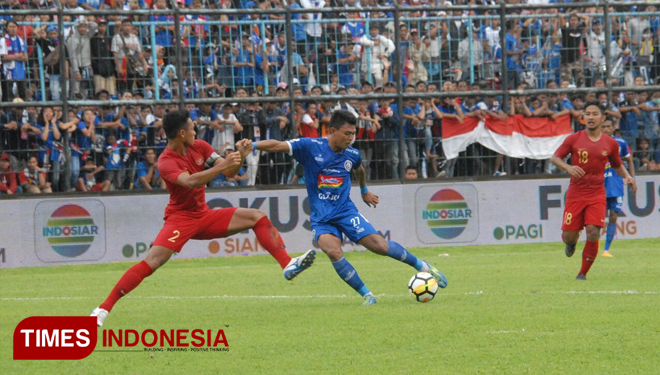 Pertandingan Uji coba Timnas U-22 dengan Arema FC (Foto: Dokumen TIMES Indonesia)