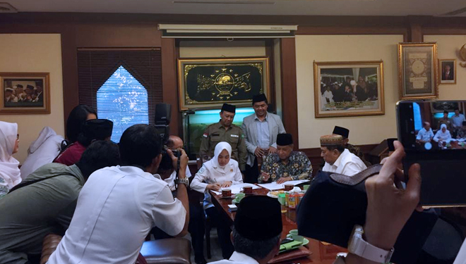 Penandatanganan kerja sama BMKG dan PBNU, (12/2/2019) di Jakarta. (FOTO: Humas BMKG)