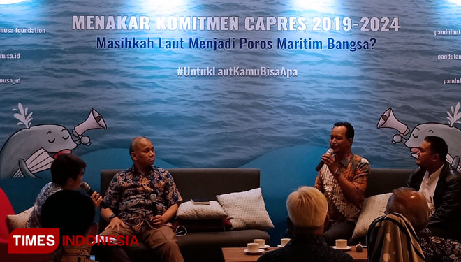 Diskusi publik bertajuk 'Menakar Komitmen Capres 2019-2024: Masihkah Laut menjadi Poros Maritim Bangsa?' di kawasan Menteng, Jakarta Pusat, Selasa (12/2/2019). (Foto: Rahmi Yati Abrar/TIMES Indonesia)