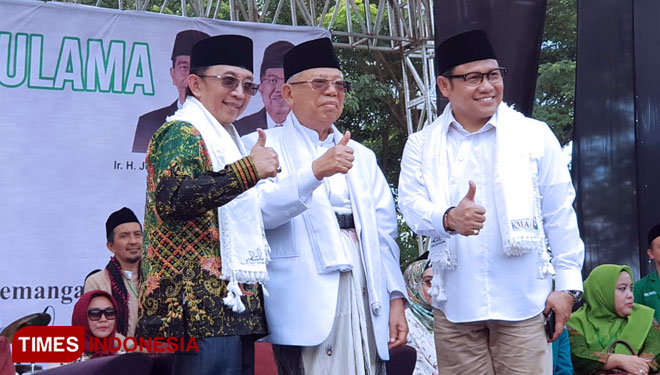 Dewan Penasehat TKN duet Jokowi-KH Ma'ruf Amin, Muhaimin Iskandar alias Cak Imin (kanan), di Jawa Barat. (FOTO: Monang Sinaga for TIMES Indonesia)