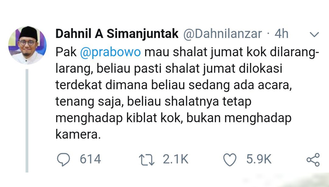 Tangkapan layar akun twitter Dahnil Anzar Simanjuntak