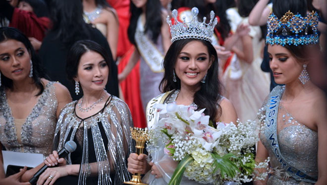 Princess Meganondo the new queen of Miss Indonesia 2019 (Photo: SINDOnews/Diana Rafikasari)