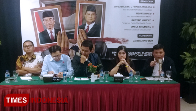 Jubir TKN Jokowi - KH Ma'ruf Amin, Meutya Hafid (dua dari kanan) (FOTO: Rizki Amana/TIMES Indonesia)