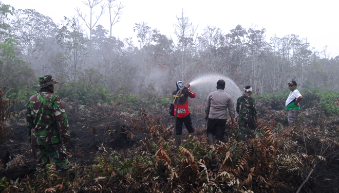 ILUSTRASI: Aparat melakukan upaya pemadaman kebakaran lahan di Riau. (FOTO: Humas BNPB)