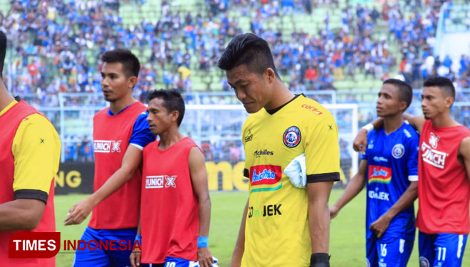 Kiper Arema FC, Kurniawan Kartika Ajie. (FOTO: Tria Adha/TIMES Indonesia)