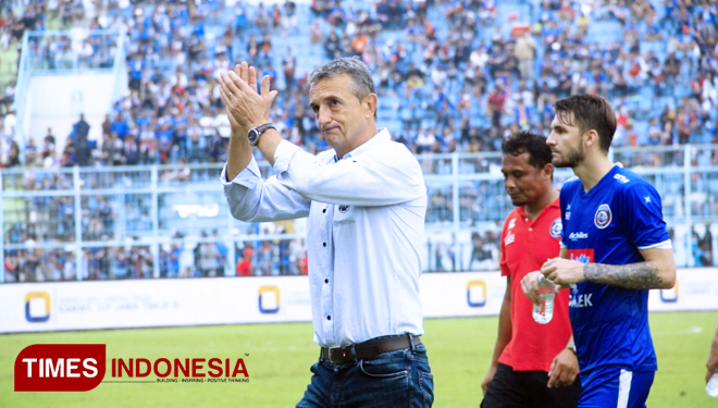 Pelatih Arema FC, Milomir Seslija. (FOTO: Tria Adha/TIMES Indonesia)