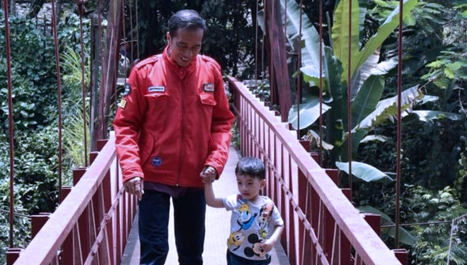 Jokowi Ajak Jan Ethes, Cucu Tercinta Kelilingi Kebun Raya 