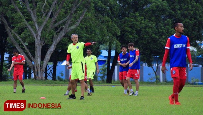 Arema FC saat menjalani prosesi latihan. (FOTO: Dok. TIMES Indonesia)