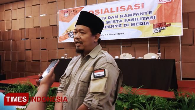 Gogot Cahyo Baskoro Komisioner KPU Provinsi Jawa Timur usai sosialisasi Pemilu 2019 di Madiun. (FOTO: Yupi/TIMES Indonesia)