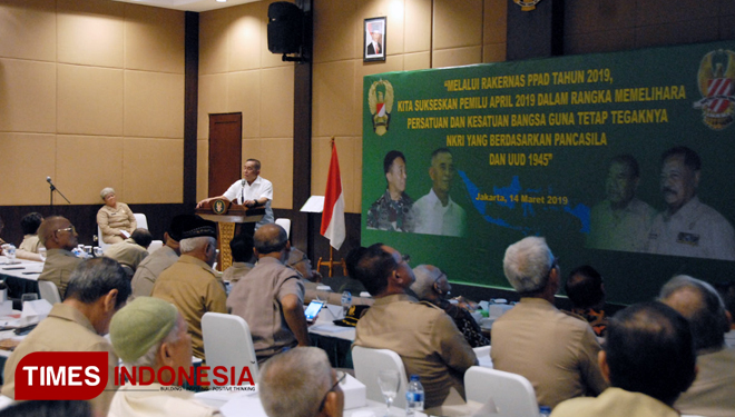 Menteri Pertahanan RI,  Ryamizard Ryacudu ketika tampil sebagai pembicara dalam Rakernas PPAD di Jakarta. (FOTO: Istimewa) 