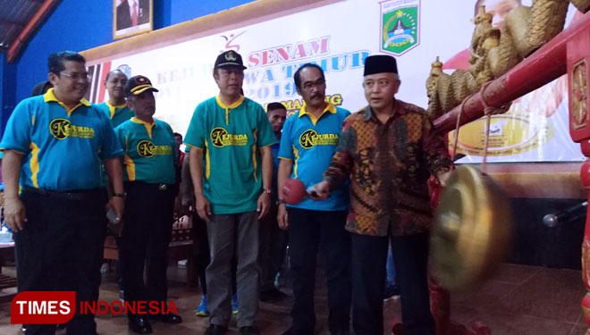 Plt Bupati Malang Drs HM Sanusi MM saat membuka Kejurda Senam Provinsi Jawa Timur. (Foto : Binar Gumilang / TIMES Indonesia)