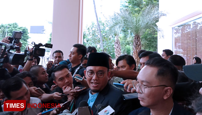Koordinator Jubir BPN Prabowo-Sandi, Dahnil Anzar Simanjuntak di hotel Sultan, Jakarta, Minggu (17/3/2019). (Foto: Rahmi Yati Abrar/TIMES Indonesia)