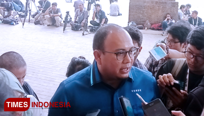 Juru Bicara BPN Prabowo-Sandi, Andre Rosiade di hotel Sultan Jakarta, Minggu (17/3/2019). (FOTO: Rahmi Yati Abrar/TIMES Indonesia)