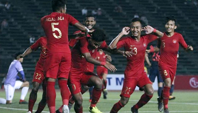 Timnas Indonesia U-23 unggul sementara 1-0 atas Bali United. (FOTO: CNN)