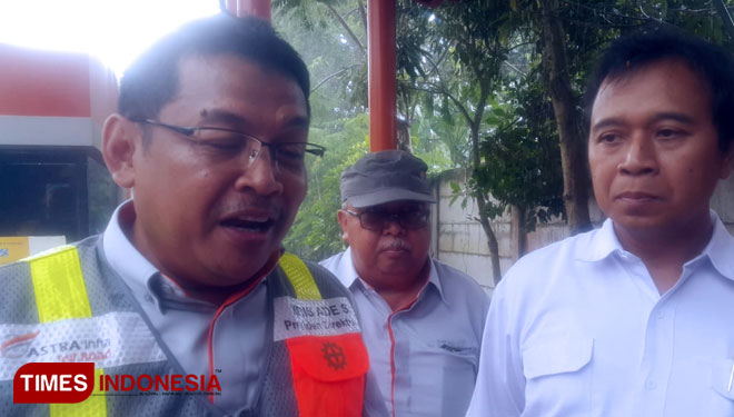 Presiden Direktur PT Marga Mandala Sakti, Krist Ade Sudiono saat memberi keterangan pers terkait penambahan lajur jalan tol tangerang merak (FOTO: Selly/TIMES Indonesia)