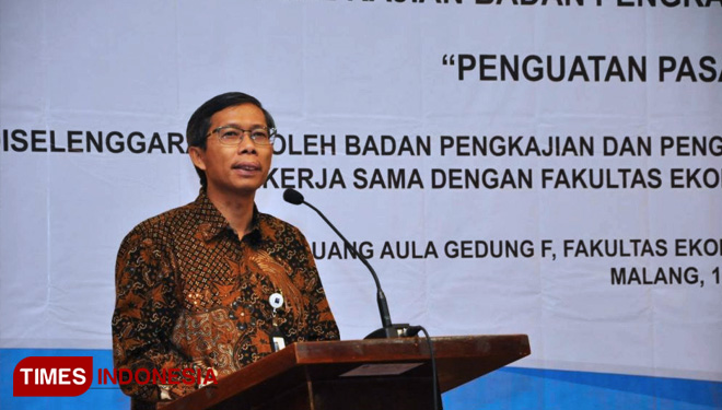 Sambutan Kepala Badan Pengkajian dan Pengembangan Perdagangan, Kementerian Perdagangan, Dr. Ir. Kasan, MM. (FOTO: AJP/TIMES Indonesia)