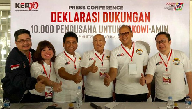 Konfrensi pers deklarasi dukungan 10.000 pengusaha untuk Jokowi Amin (FOTO: Dok.Relawan Pekerja Pro Jokowi)