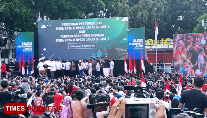 Suasana Peresmian MRT Jakarta Di Bunderan HI (FOTO: Rizki Amana/TIMES Indonesia)