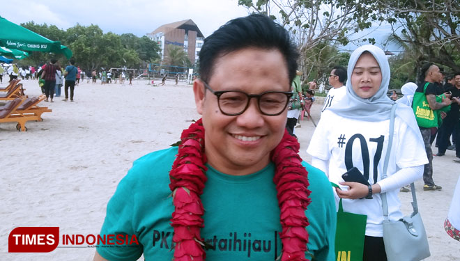 Cak Imin saat ditemui di Pantai Kuta, Kabupaten Badung, Bali, Selasa (26/3/2019).(FOTO Khadafi/TIMES Indonesia).