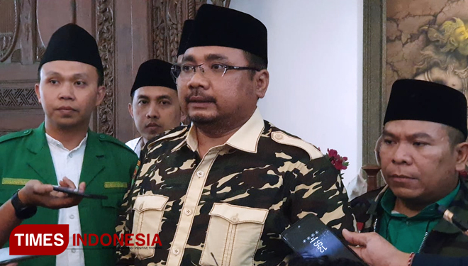 Ketua Umum Pimpinan Pusat Gerakan Pemuda Ansor (GP Ansor), Yaqut Cholil Qoumas. (FOTO: Dok. TIMES Indonesia)