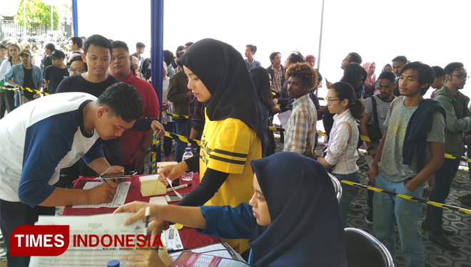 Peserta audisi The Voice Indonesia 2019 di Kota Malang (06/04/19). (FOTO: NADYA RAHMA PUTRI / TIMES INDONESIA) 