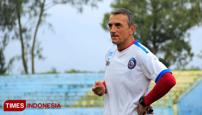 Pelatih Arema FC, Milomir Seslija. (FOTO: Tria Adha/TIMES Indonesia)
