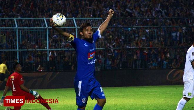 Kapten tim Arema FC Hamka Hamzah berhasil menyabet gelar best player Piala Presiden 2019. (FOTO: Tria Adha/ TIMES Indonesia)