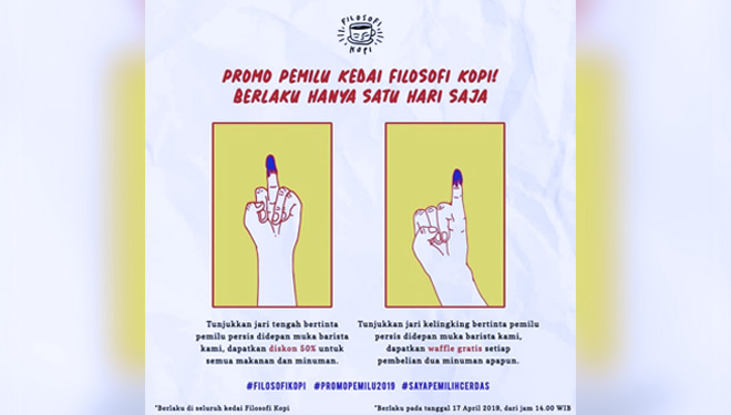 Tunjukkan jari ungu untuk dapatkan promo pemilu digerai minuman ini