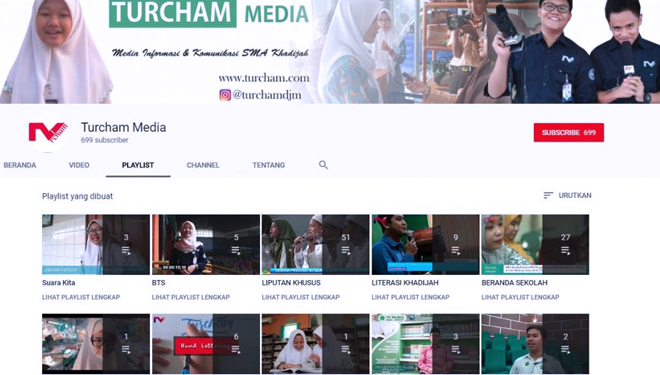 Chanel Youtube Turcham Media merupakan salah satu kanal literasi digital SMA Khadijah yang memuat konten kabar sekolah dan kreativitas warga SMA Khadijah.