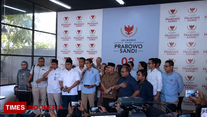 Konferensi Pers Cawapres Nomor Urut 02 Sandiaga Salahuddin Uno (FOTO: BPN Prabowo - Sandi For TIMES Indonesia)