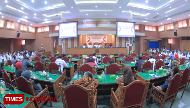 Suasana saat rapat paripurna DPRD Kabupaten Ponorogo. (FOTO: Istimewa/TIMES Indonesia)