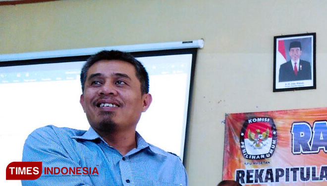 Ketua KPU Kabupaten Magetan, Popy MS Putranto. (Foto: M Kilat Adinugroho/TIMES Indonesia)