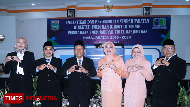 Suasana pelantikan Direktur Umum dan Direktur Teknik Perumda Tirta Kanjuruhan Kabupaten Malang. (FOTO: Binar Gumilang/TIMES Indonesia) 