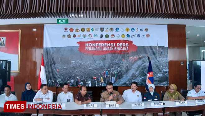 Suasana Konferensi Pers Penanggulangan Bencana Di Gedung BNPB (FOTO: Rizki Amana/TIMES Indonesia)