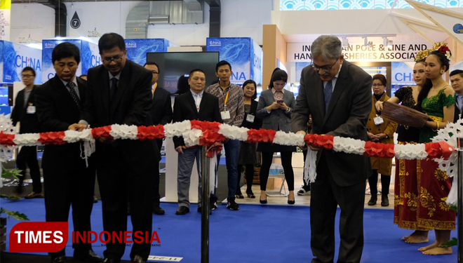 Stand Kementerian KKP saat mengikuti Ajang Seafood Expo Global di Belgia (FOTO: Agus For TIMES Indonesia)
