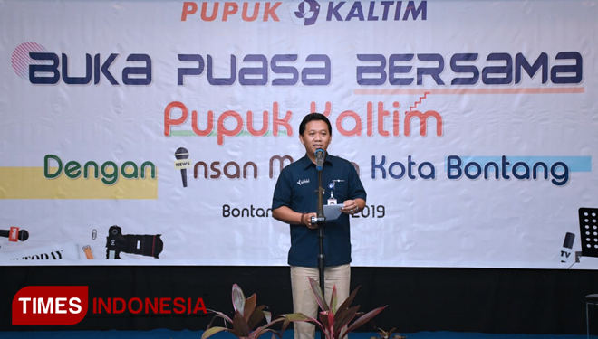 Sekretaris Perusahaan Pupuk Kaltim, Budi Wahju Soesilo saat menyampaikan sambutan (FOTO: Kusnadi/Times Indonesia)