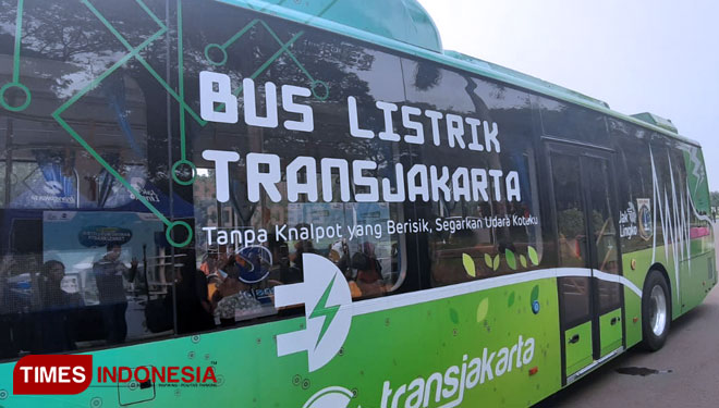 Bus Listrik TransJakarta. (FOTO: Rizki Amana/TIMES Indonesia) 