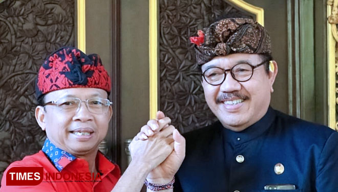 Gubernur Wayan Koster bersama Wakil Gubernur Bali Tjokorda Oka Artha Ardana Sukawati (Cok Ace), di Denpasar, Bali, Selasa (21/5/2019).(FOTO IST/TIMES Indonesia).