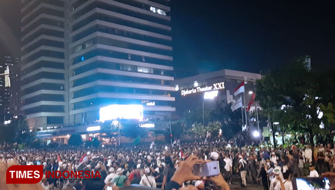 Suasana Saat Pembubaran Aksi Demo Di Depan Kantor Bawaslu RI. (FOTO: Rizki Amana/TIMES Indonesia)