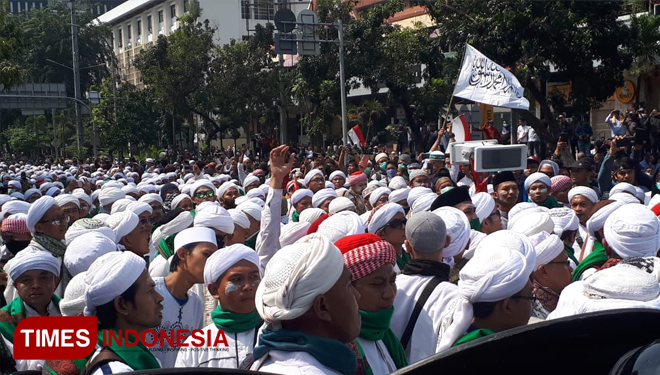 Aksi Tolak Hasil Rekapitulasi Pemilu 2019 (FOTO: Rizki Amana/TIMES Indonesia)