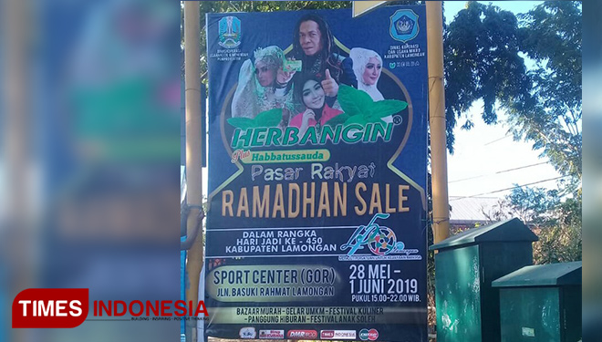 Poster Pasar Rakyat Ramadhan Sale Herbangin plus Habbatussauda, dalam rangka Hari Jadi Lamongan (HJL) 450. (FOTO: Ardianto/TIMES Indonesia)